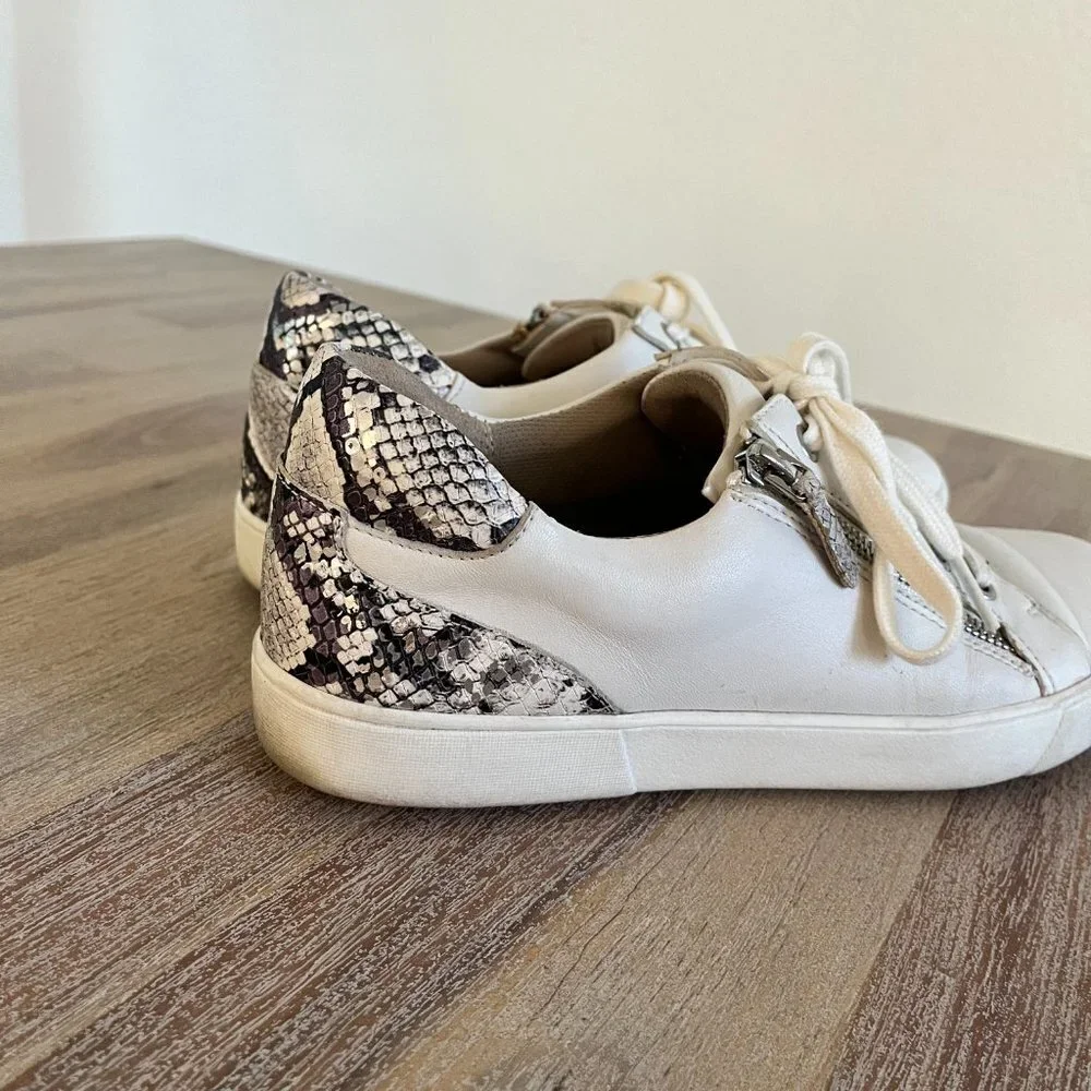 Naturalizer Women's Macayla Women Size 8.5 Tennis Shoe Snakeskin Zipper White